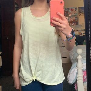 Yellow and White Striped Knotted Tank